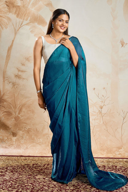 Mahisha Blue Pre-Draped Saree