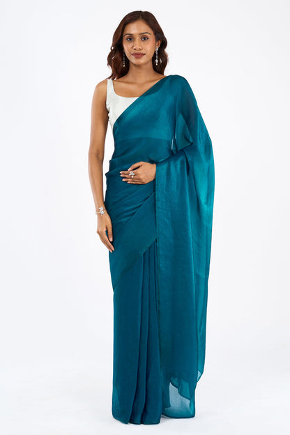 Mahisha Blue Pre-Draped Saree