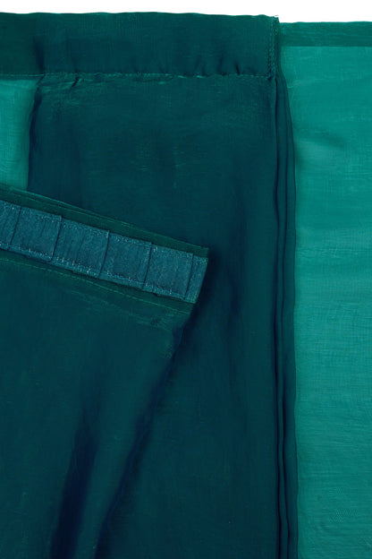 Nandira Teal Pre-Draped Saree