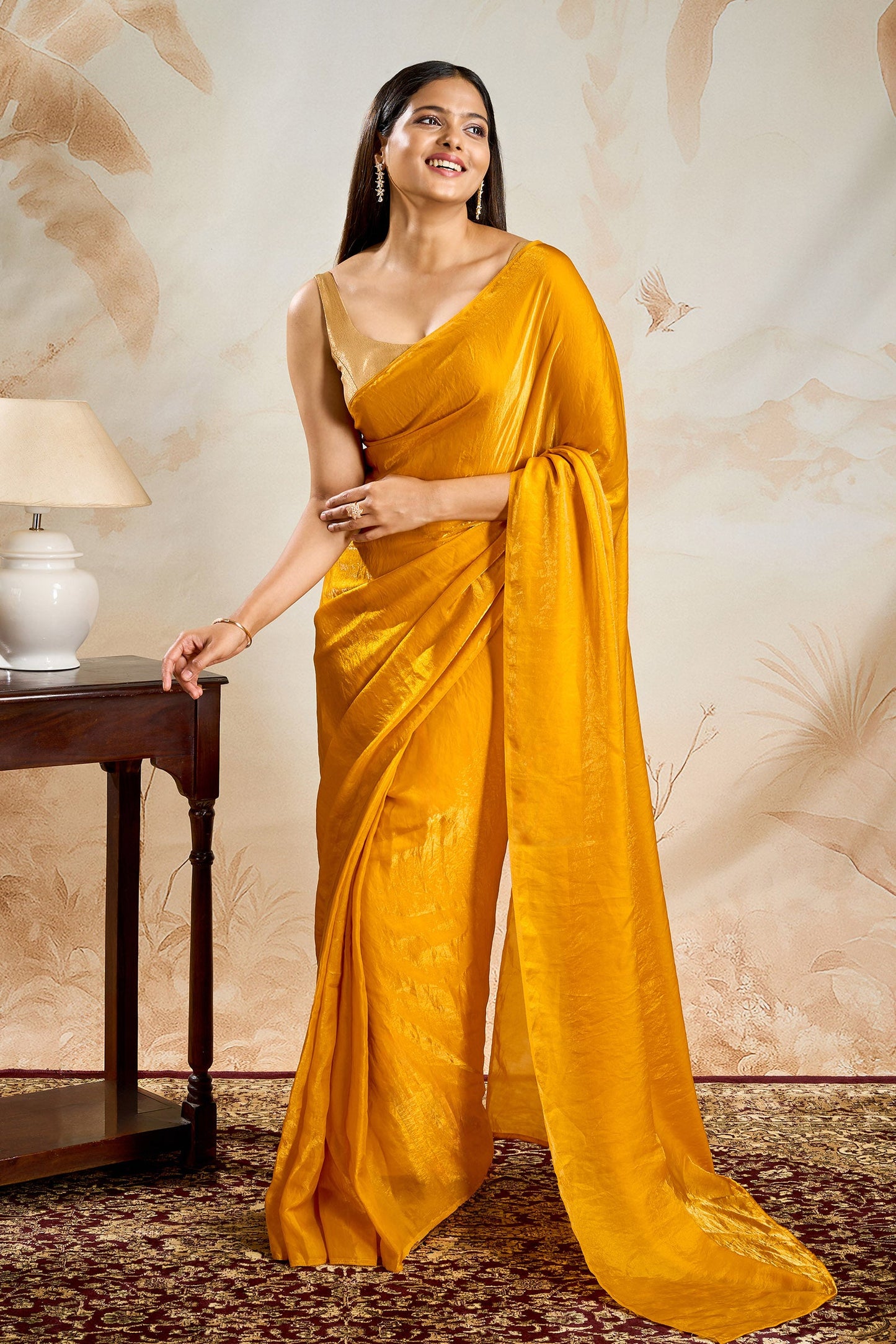Irya Mustard Pre-Draped Saree