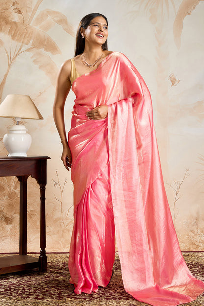 Shravani Baby Pink Pre-Draped Saree