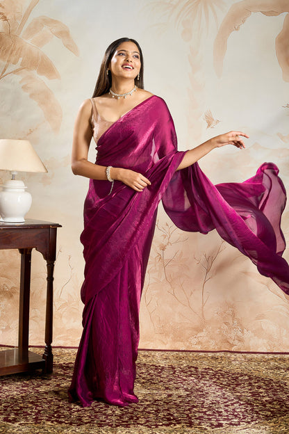Vidhatri Magenta Pre-Draped Saree