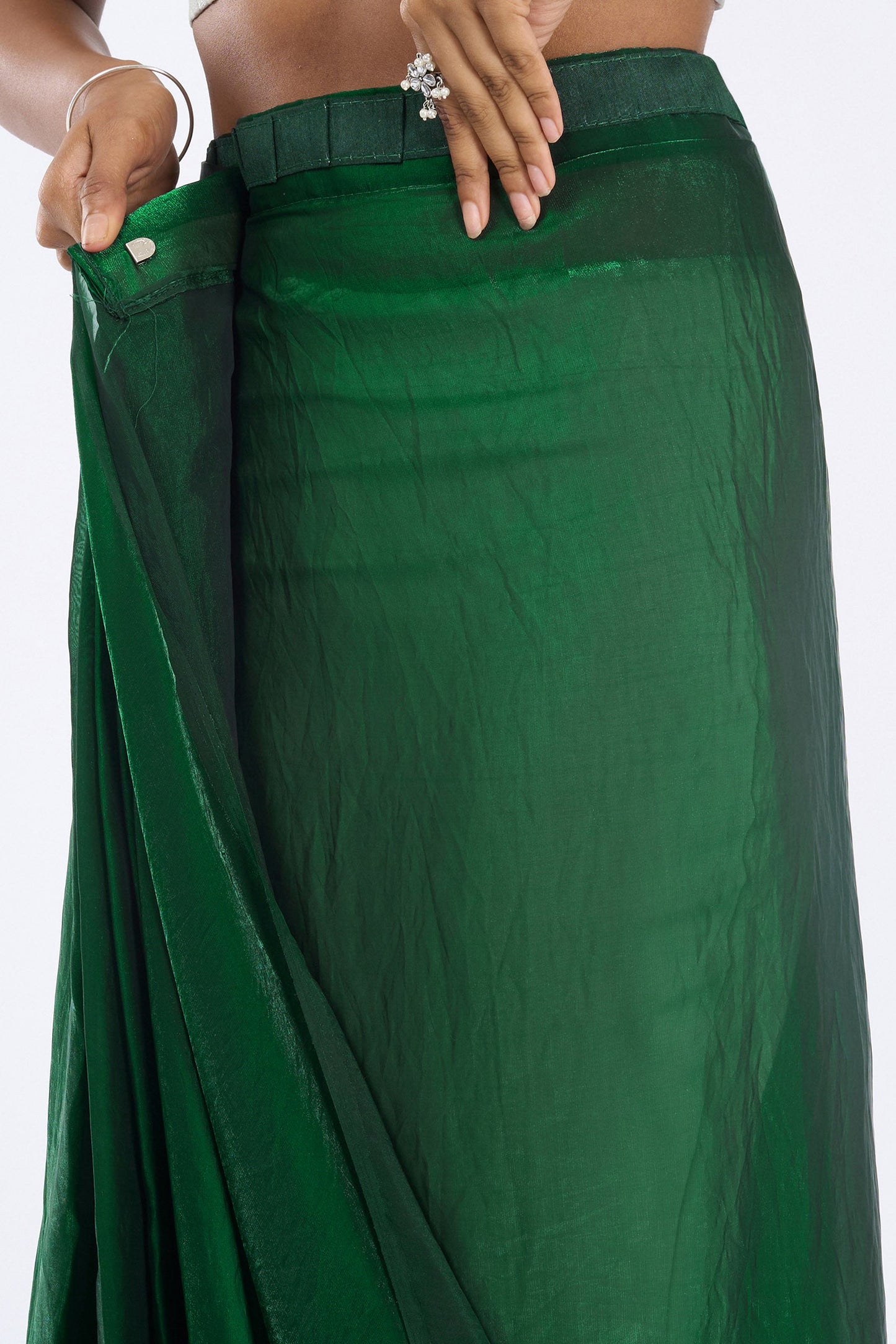 Isveta Green Pre-Draped Saree