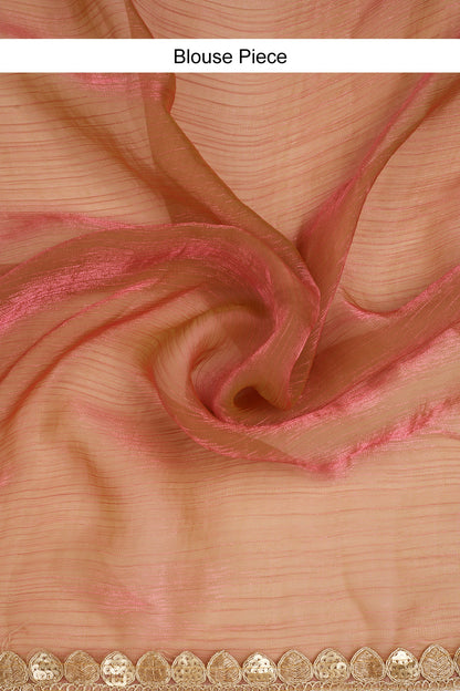 Sharvika Onion Pink Shimmer Chiffon Saree