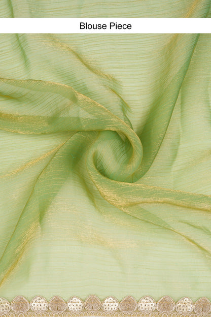 Saanvitha Green Shimmer Chiffon Saree
