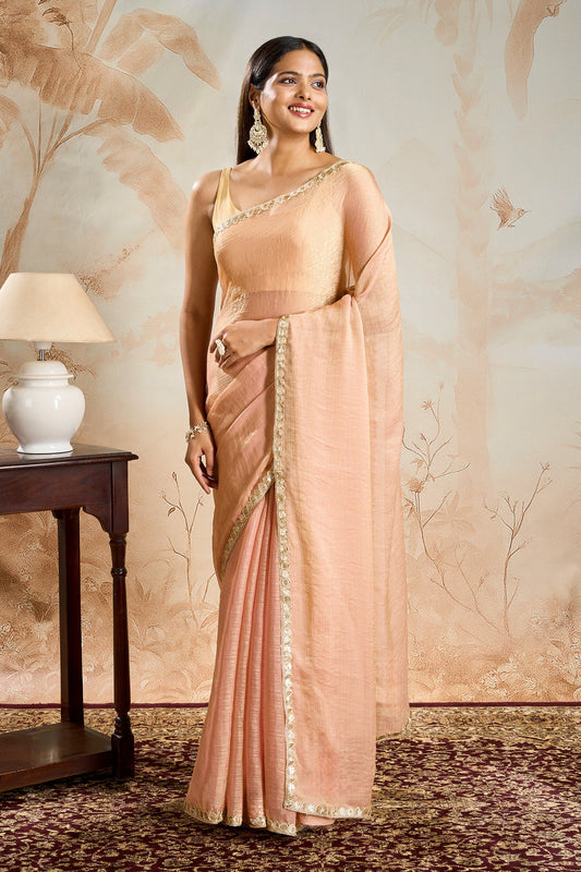 Pragnya Pastel pink Shimmer Chiffon Saree