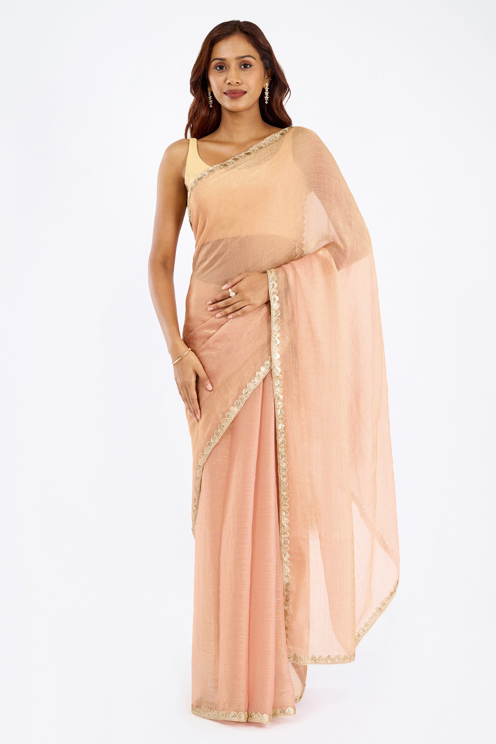 Pragnya Pastel pink Shimmer Chiffon Saree