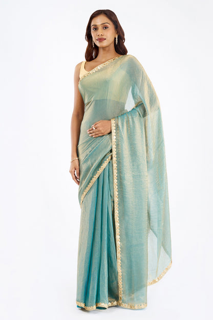 Deetya Blue Shimmer Chiffon Saree