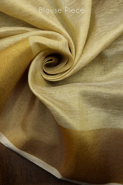 Teejh Mystic Golden Linen Mahapar Saree