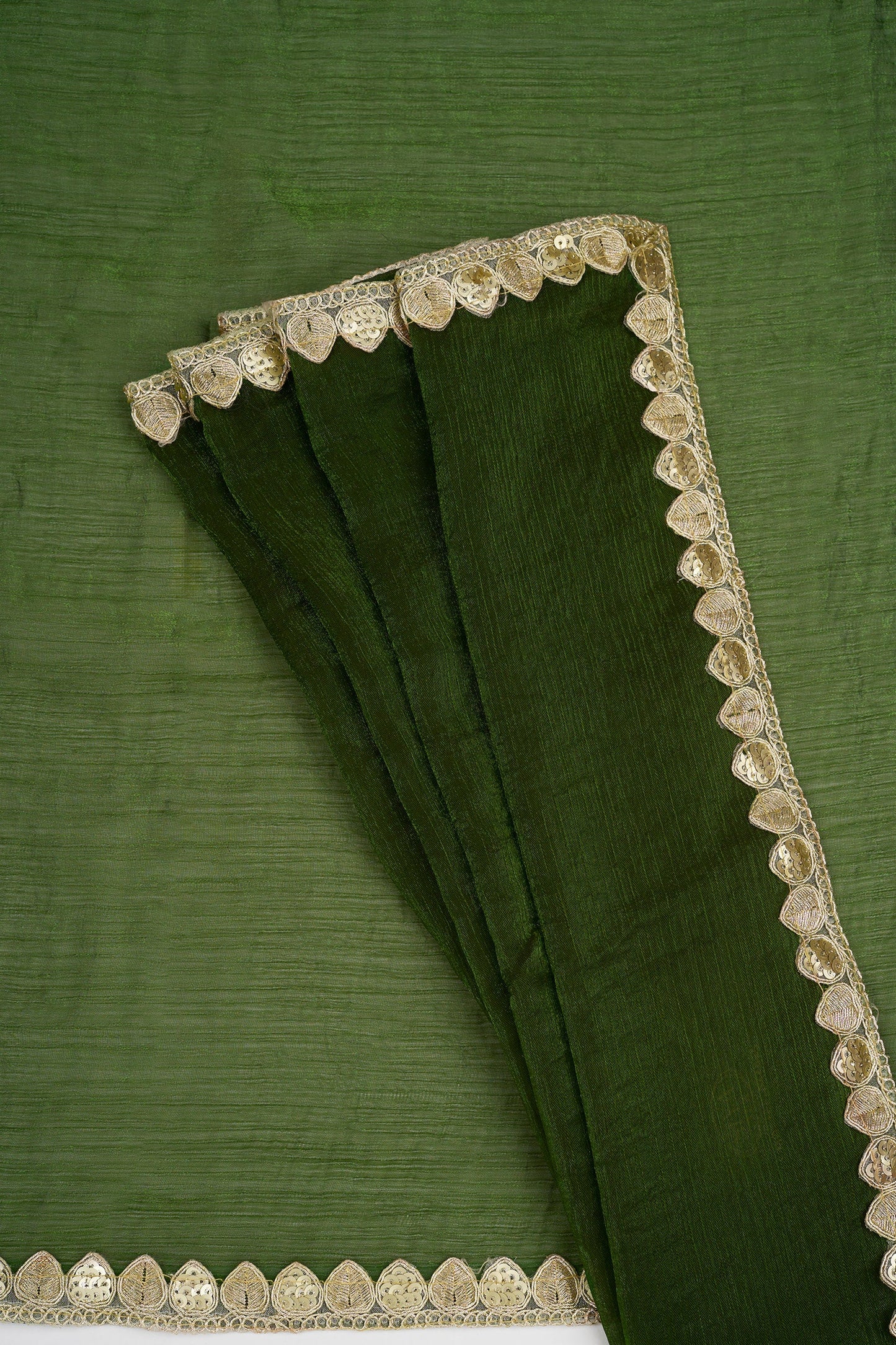 Rajnavi Olive Green Shimmer Chiffon Saree