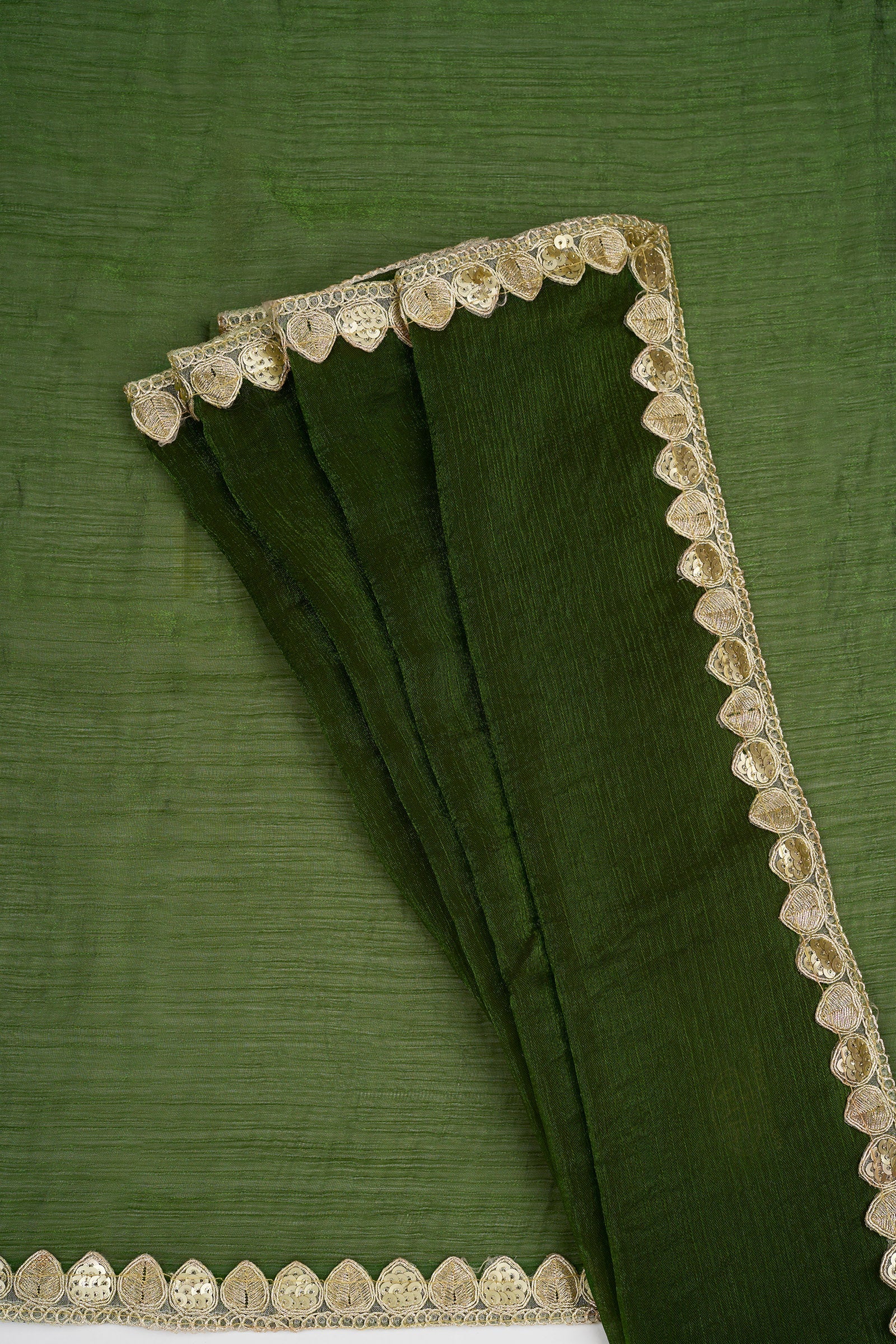 Rajnavi Olive Green Shimmer Chiffon Saree