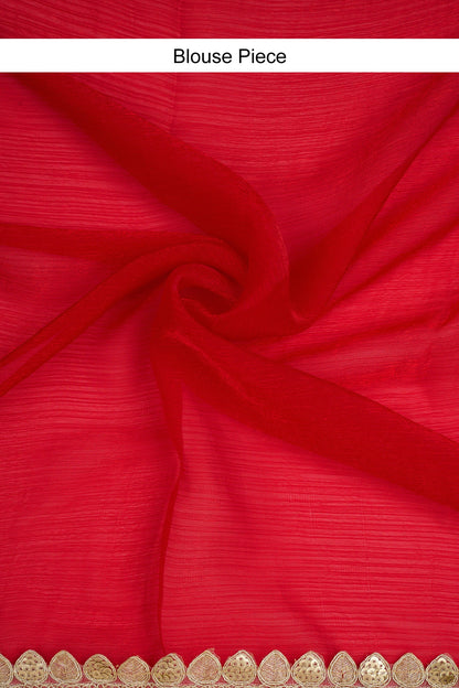 Tithira Red Shimmer Chiffon Saree
