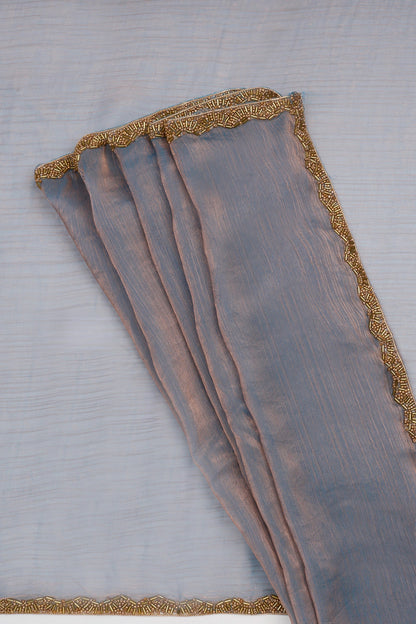 Yugtaara Copper blue Chiffon Saree