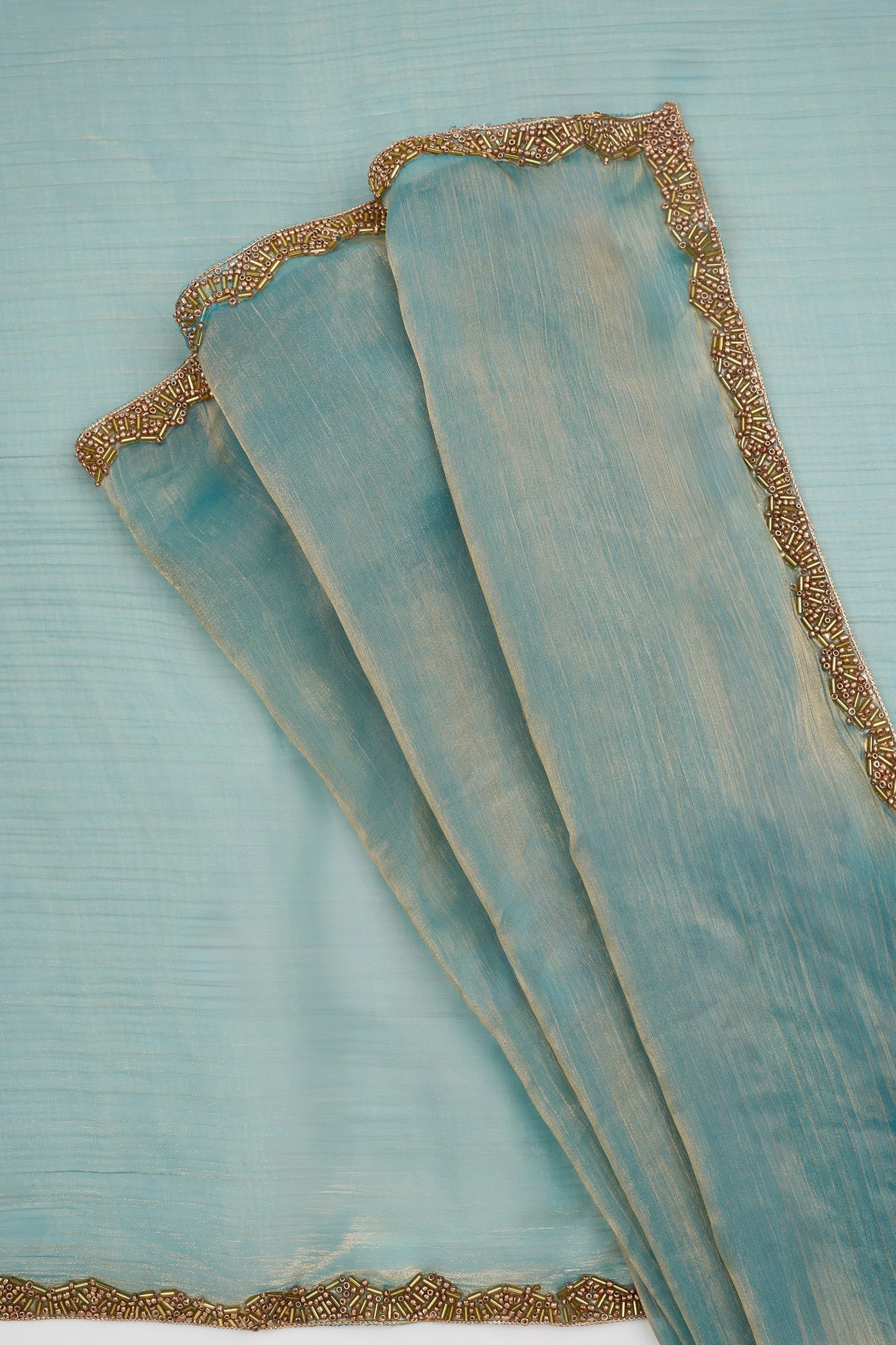 Mayurie Sea blue Shimmer Chiffon Saree