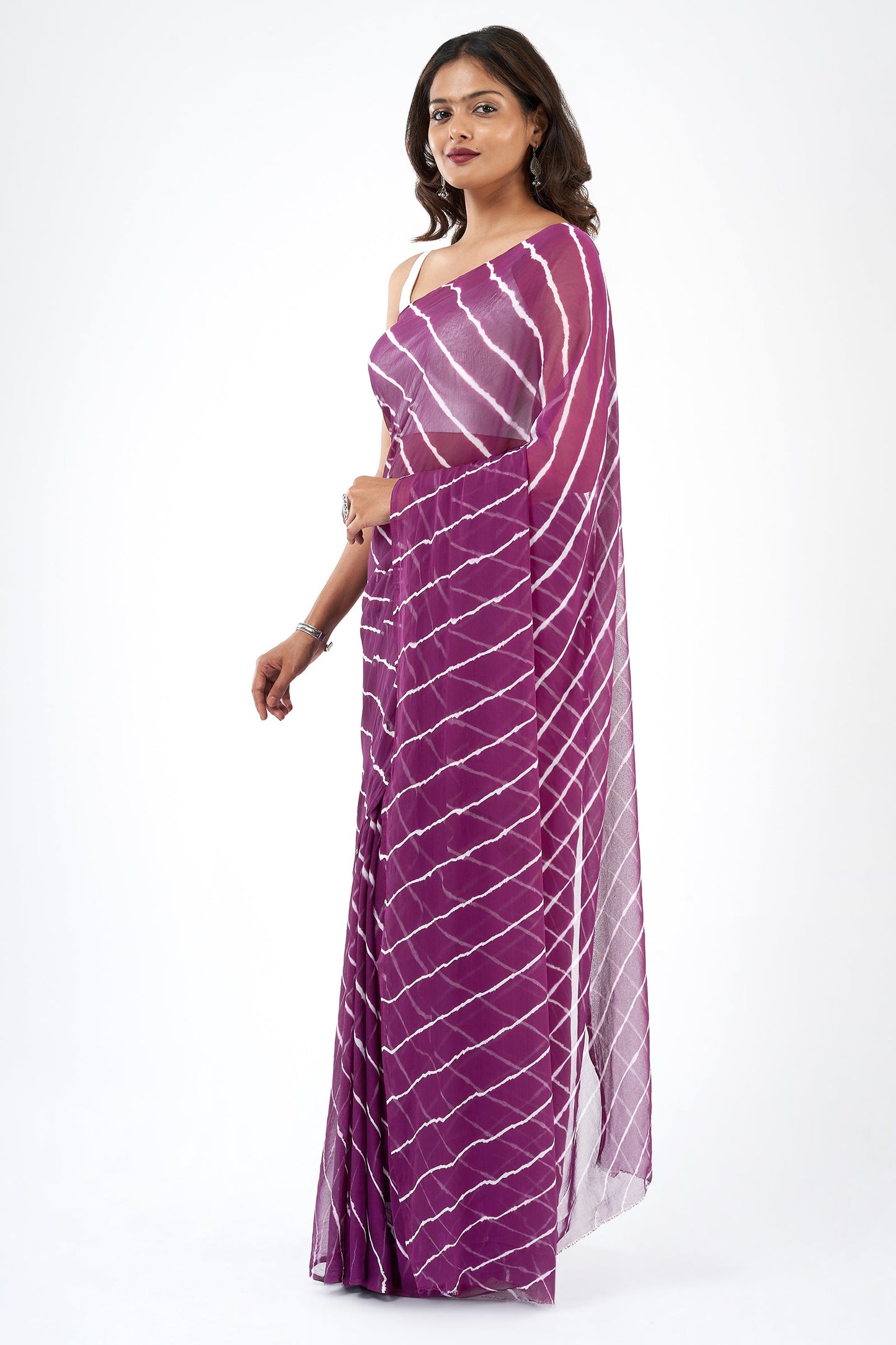 Teejh Sparsh Chiffon Purple Leheriya Saree