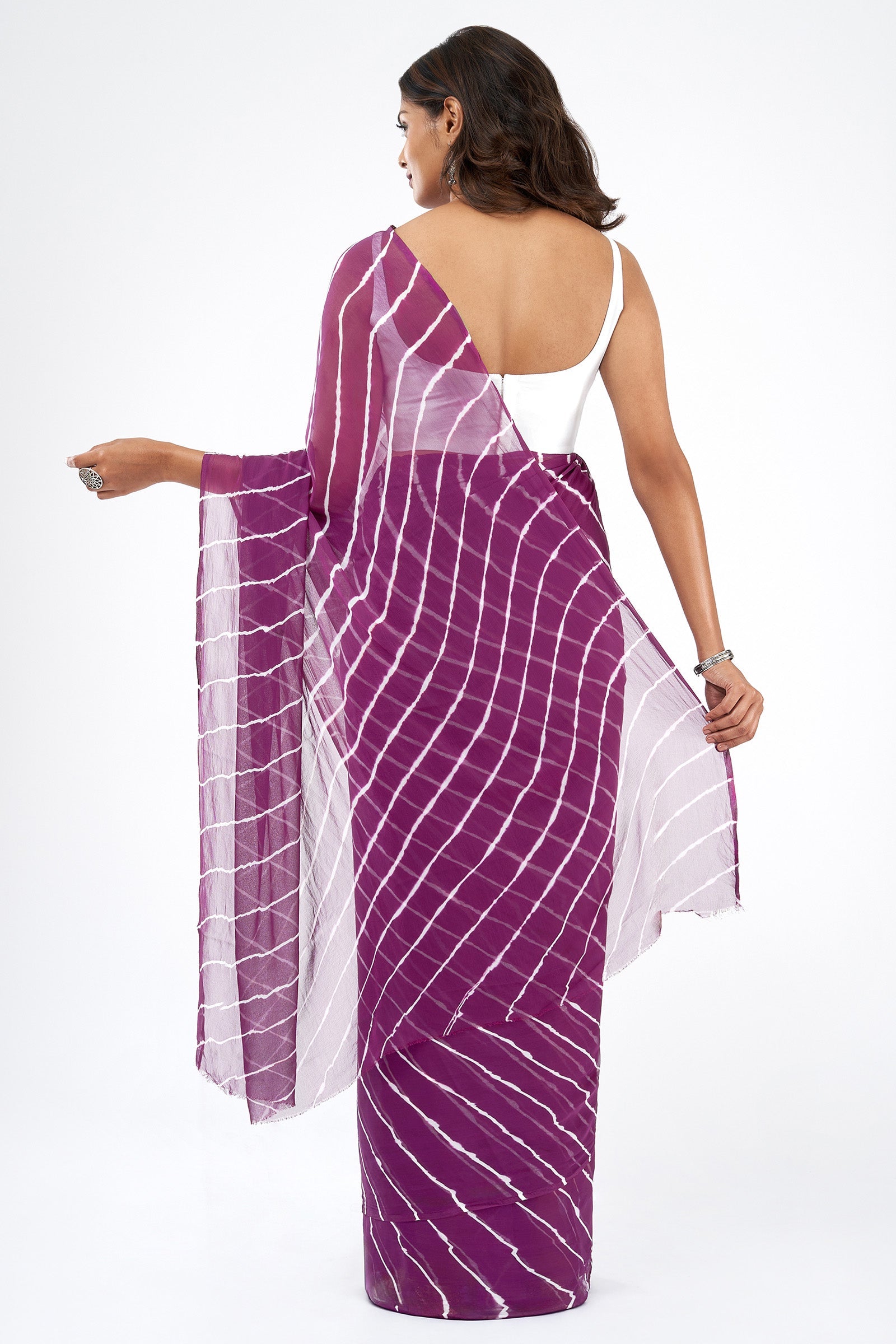 Teejh Sparsh Chiffon Purple Leheriya Saree