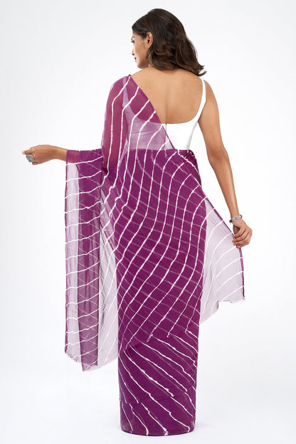 Teejh Sparsh Chiffon Purple Leheriya Saree