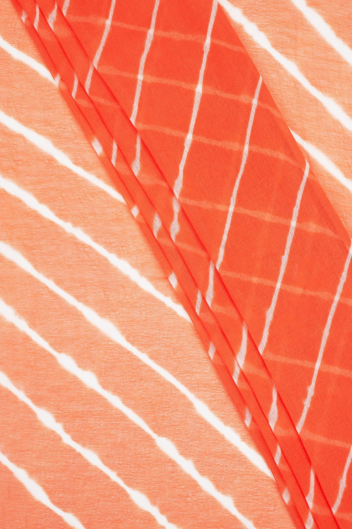 Teejh Pica Chiffon Peach Leheriya Saree