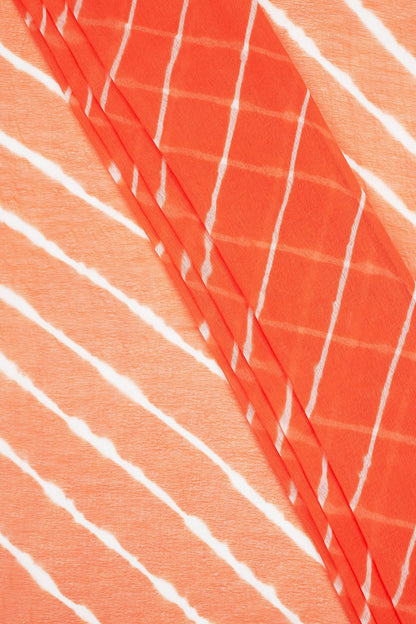 Teejh Pica Chiffon Peach Leheriya Saree