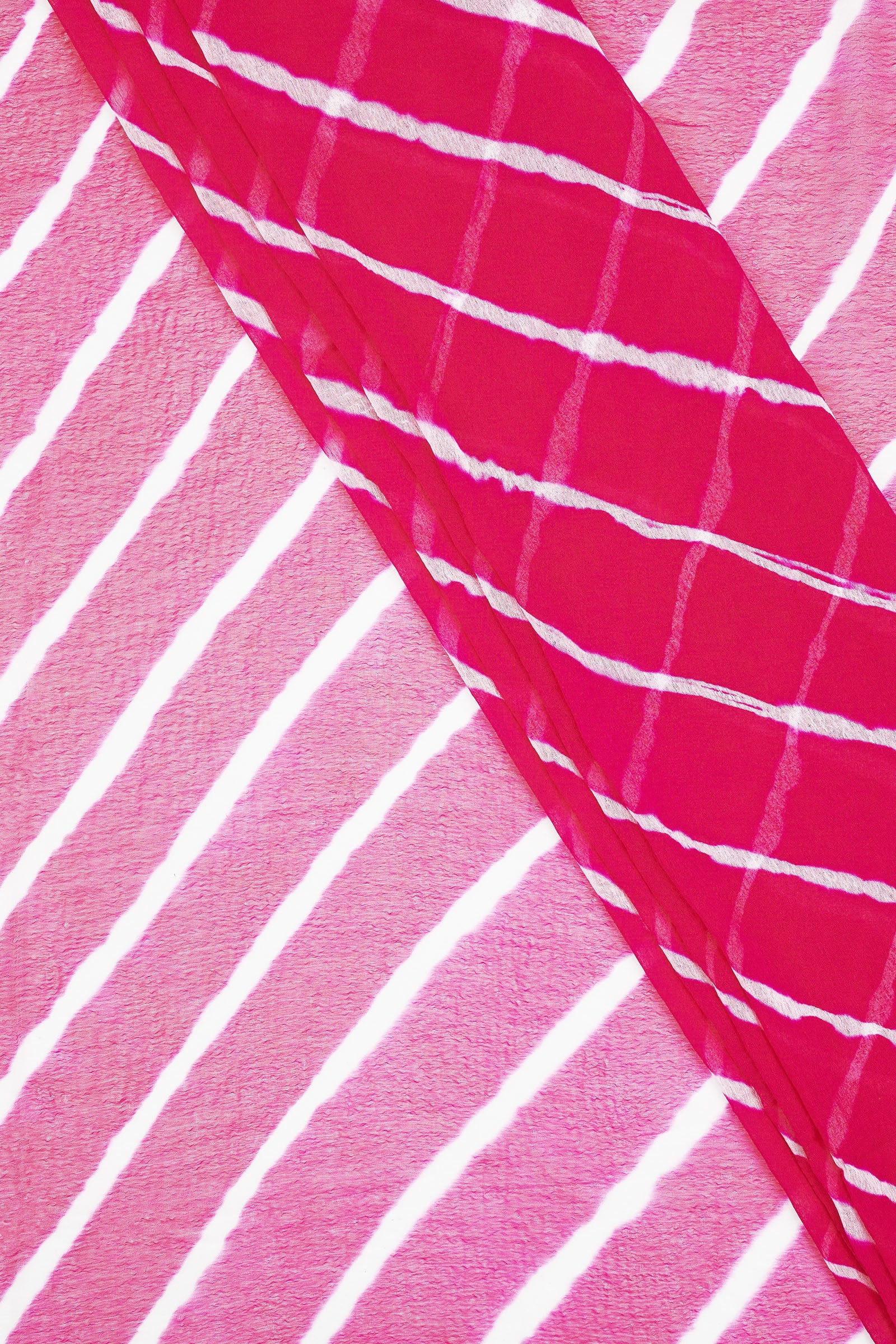 Teejh Gulabo Chiffon Hot Pink Leheriya Saree