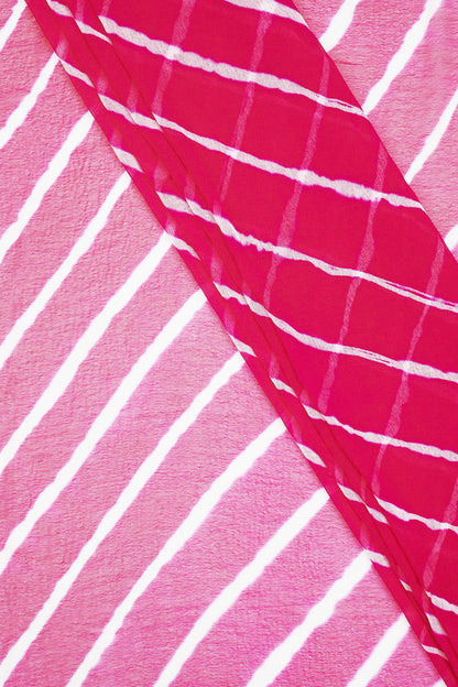 Teejh Gulabo Chiffon Hot Pink Leheriya Saree
