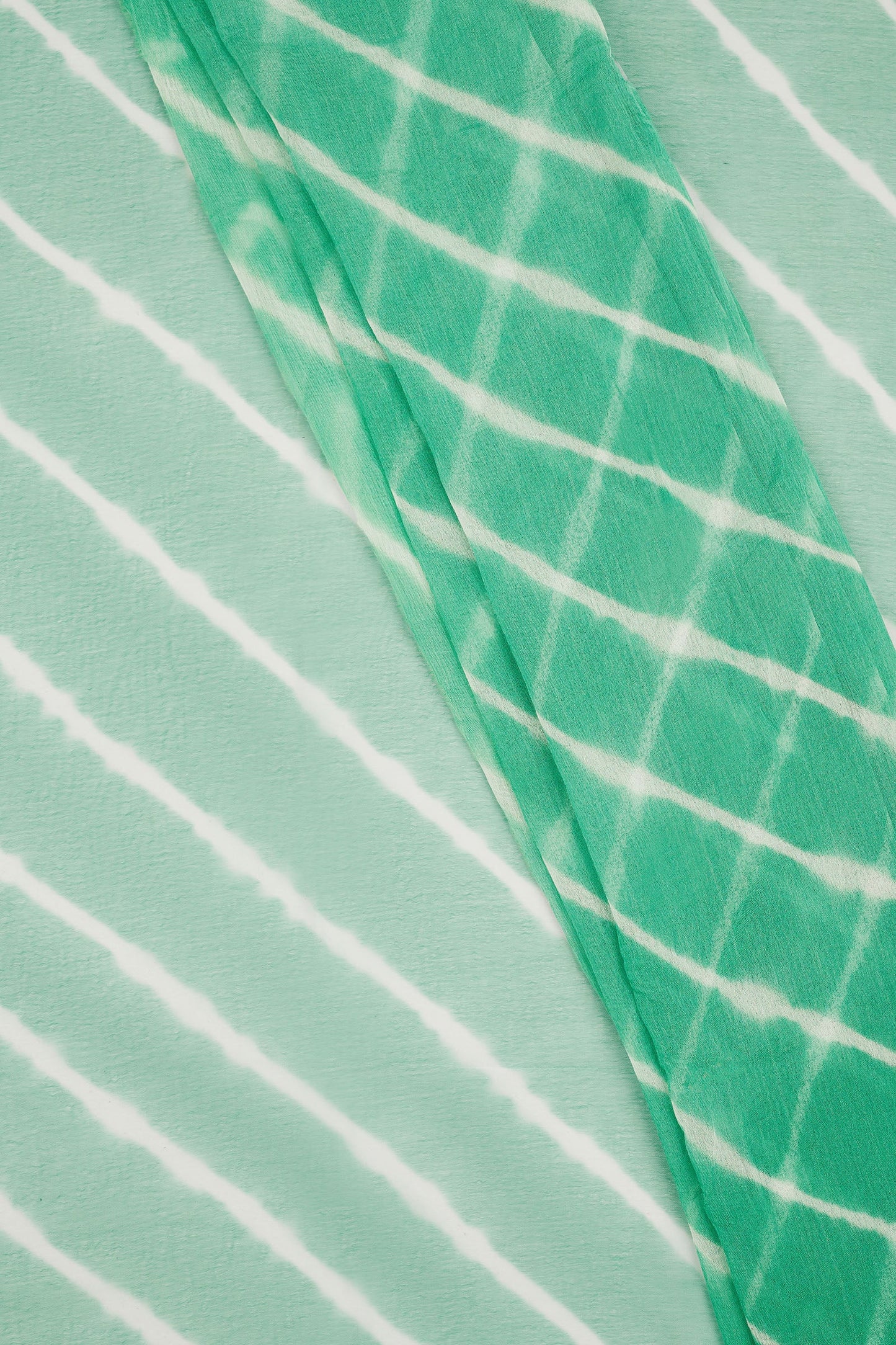Teejh Baadal Chiffon Sea Green Leheriya Saree