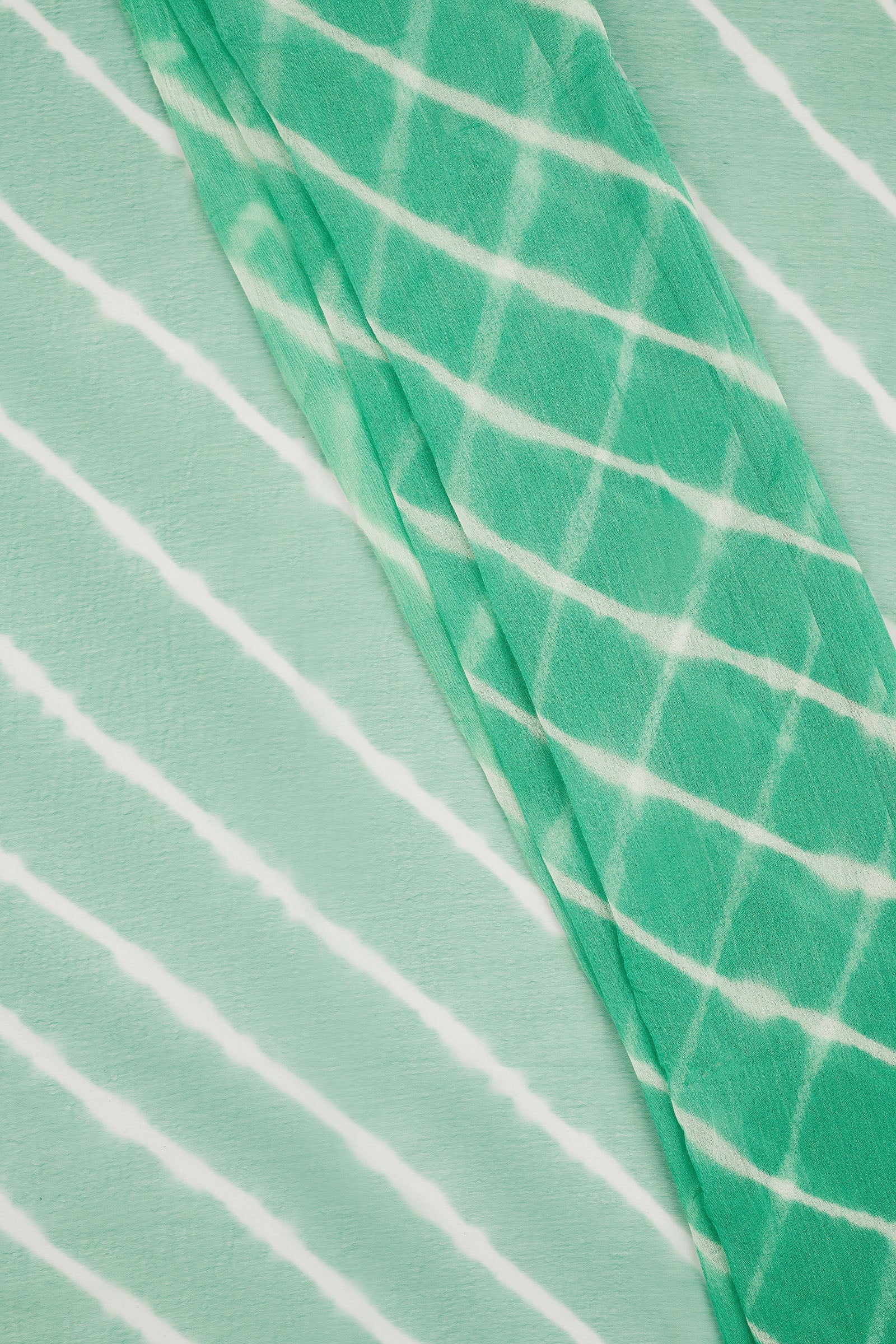 Teejh Baadal Chiffon Sea Green Leheriya Saree