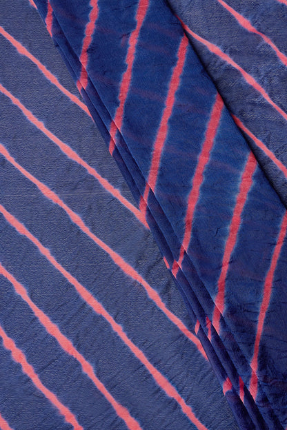 Teejh Tarangi Chinon Royal Blue and Pink Leheriya Saree