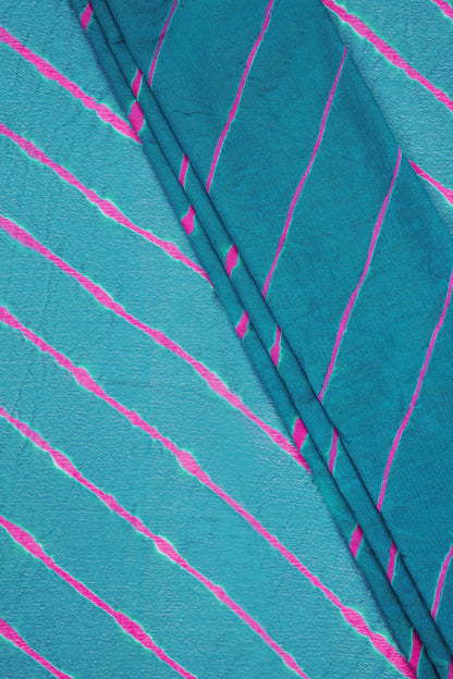 Teejh Sindhu Chinon Turquoise and Pink Leheriya Saree