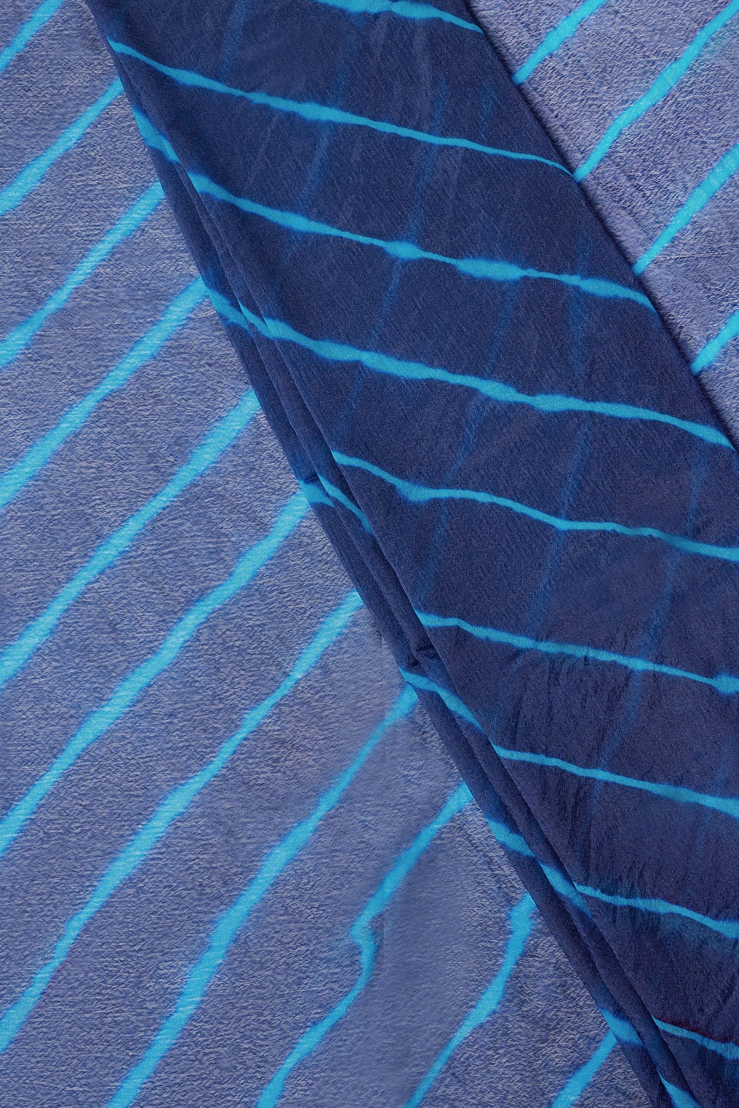 Teejh Samudra Chinon Dark Blue and Light Blue Leheriya Saree