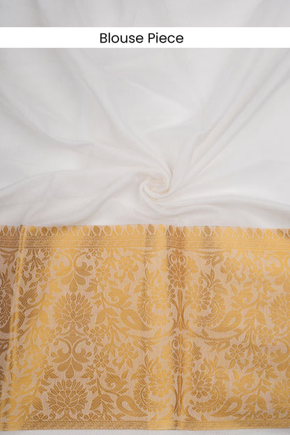 Teejh Theeram Cotton Silk Off white and Golden Kasavu Saree