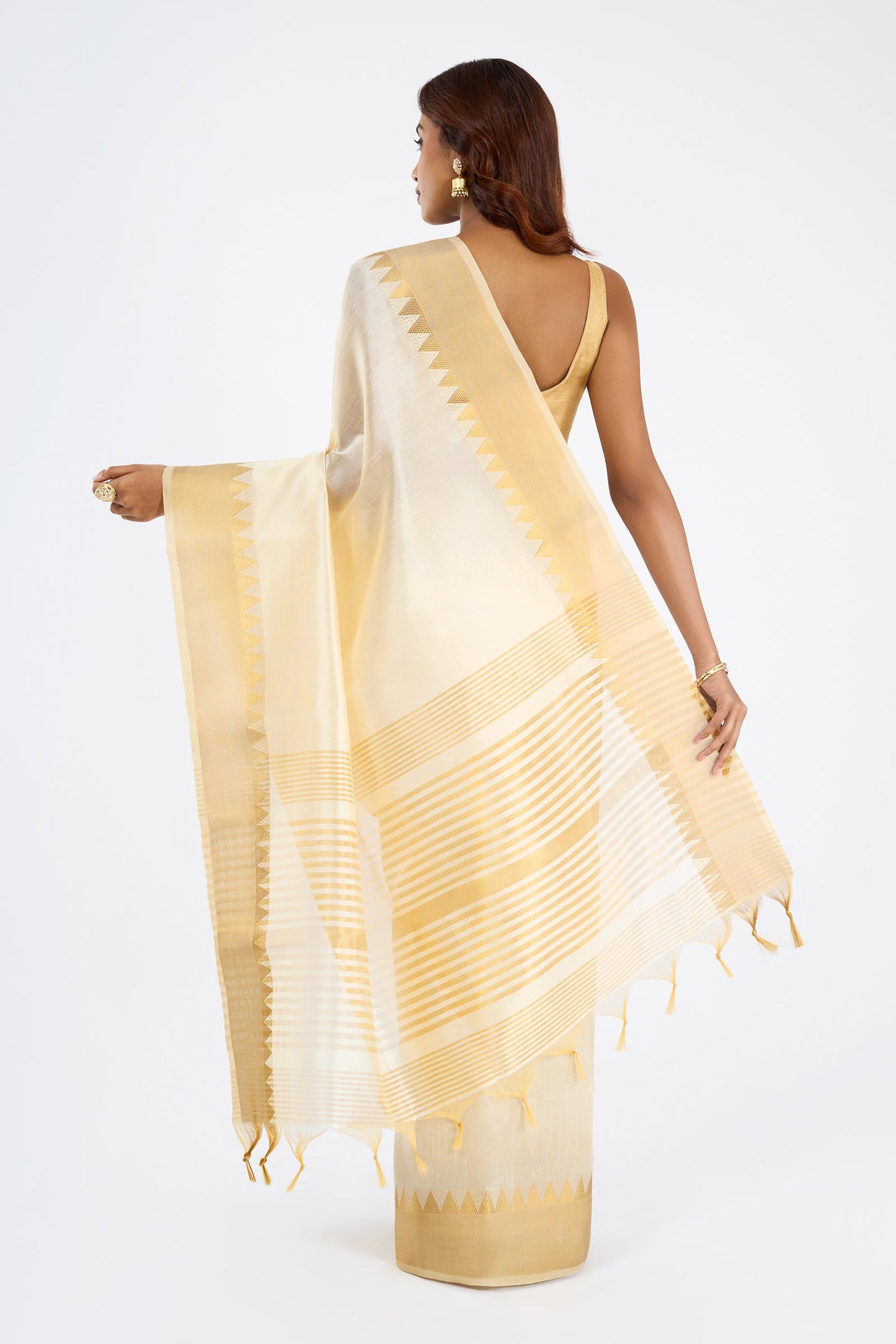Teejh Nilavu Cotton Silk Off white and Golden Kasavu Saree