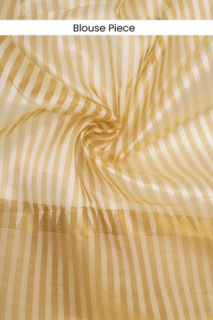 Teejh Nilavu Cotton Silk Off white and Golden Kasavu Saree