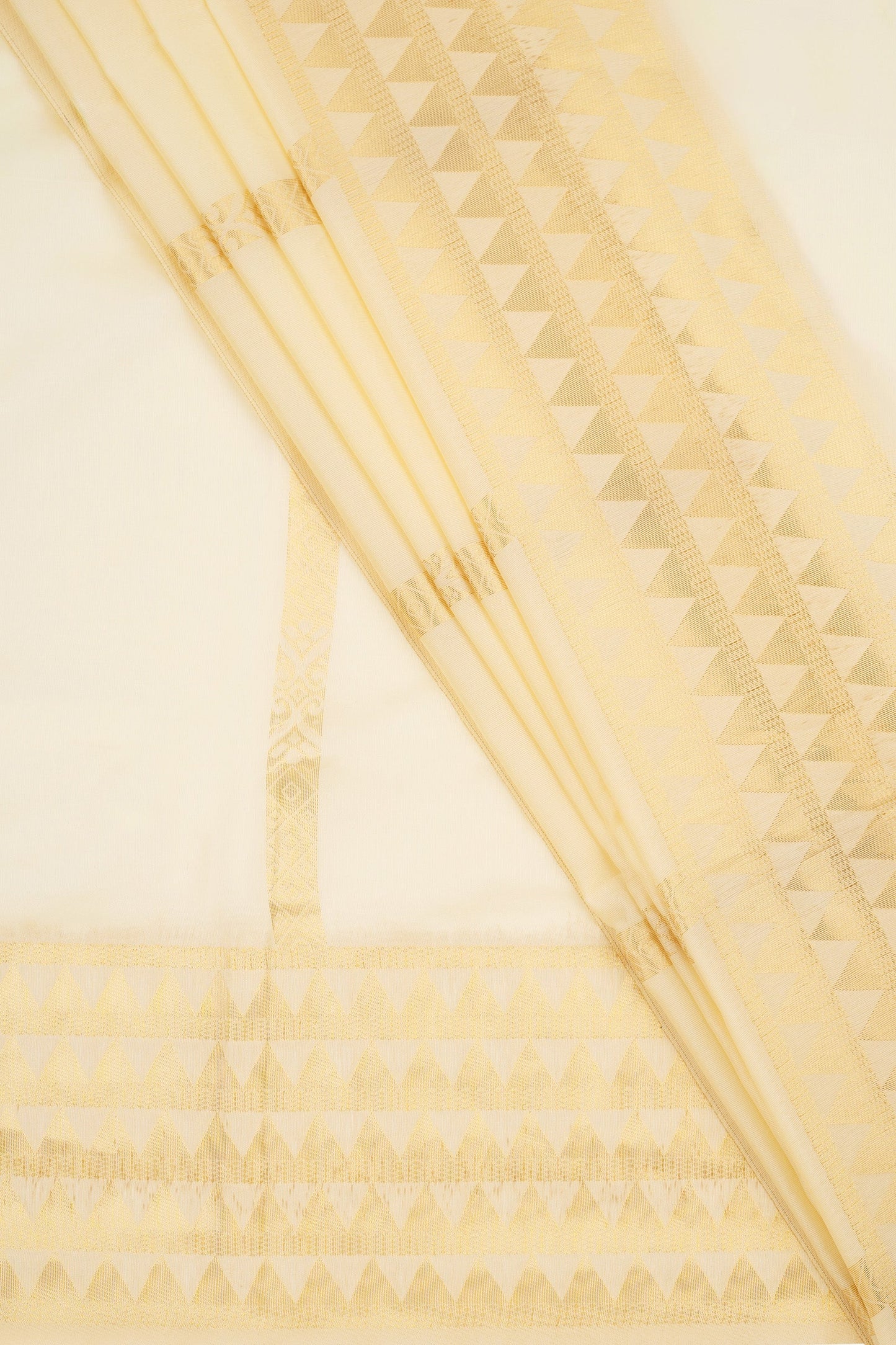 Teejh Varnitha Semi Silk Off white and Golden Kasavu Saree