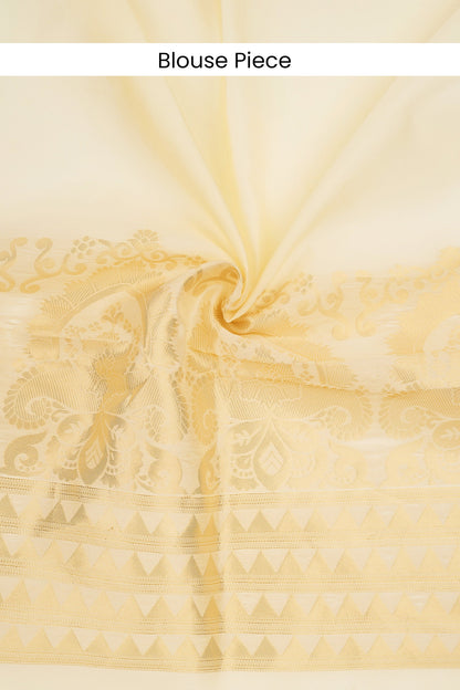 Teejh Varnitha Semi Silk Off white and Golden Kasavu Saree