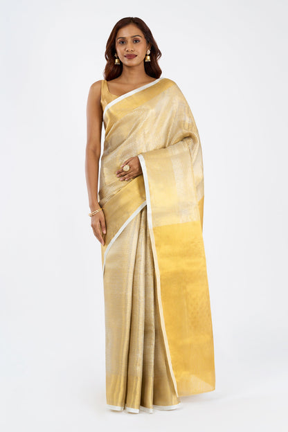 Teejh Mallipoo Semi Silk Golden Kasavu Saree