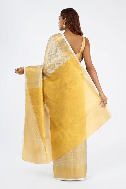 Teejh Mallipoo Semi Silk Golden Kasavu Saree