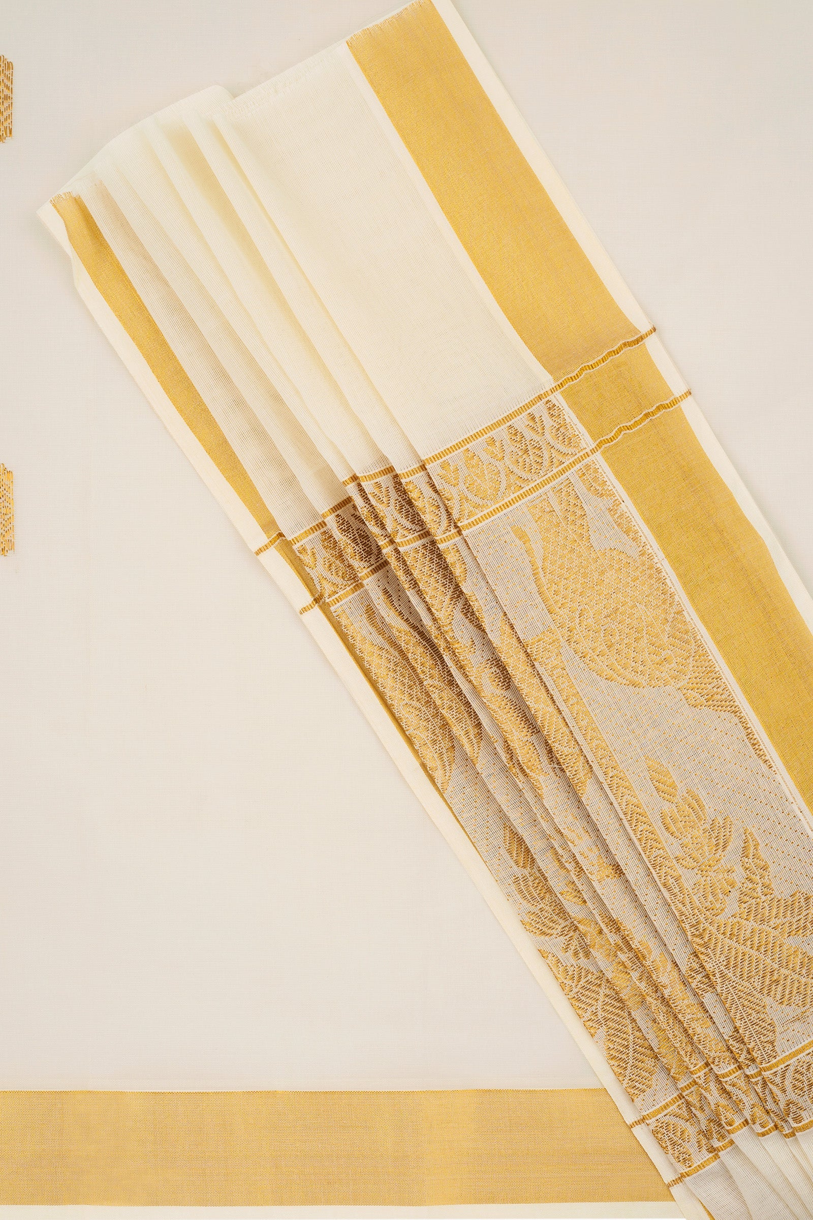 Teejh Bindu Cotton Off white and Black Kasavu Saree