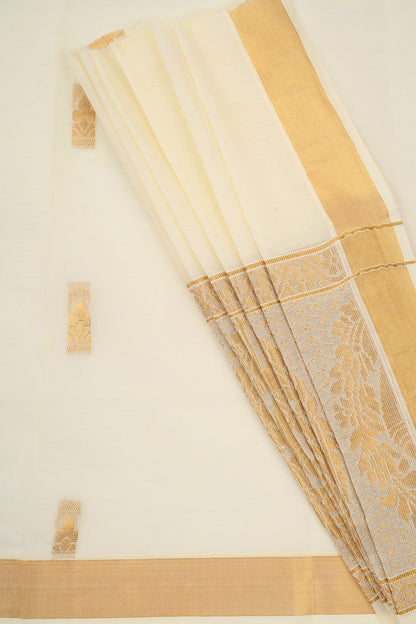 Teejh Saroj Cotton Off white and Black Kasavu Saree