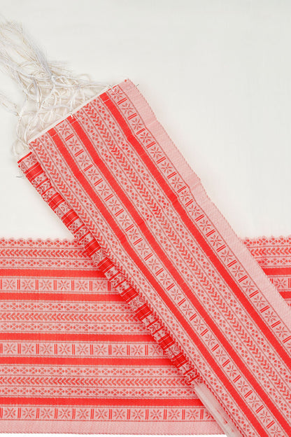 Teejh Anandini White & Red Cotton Saree