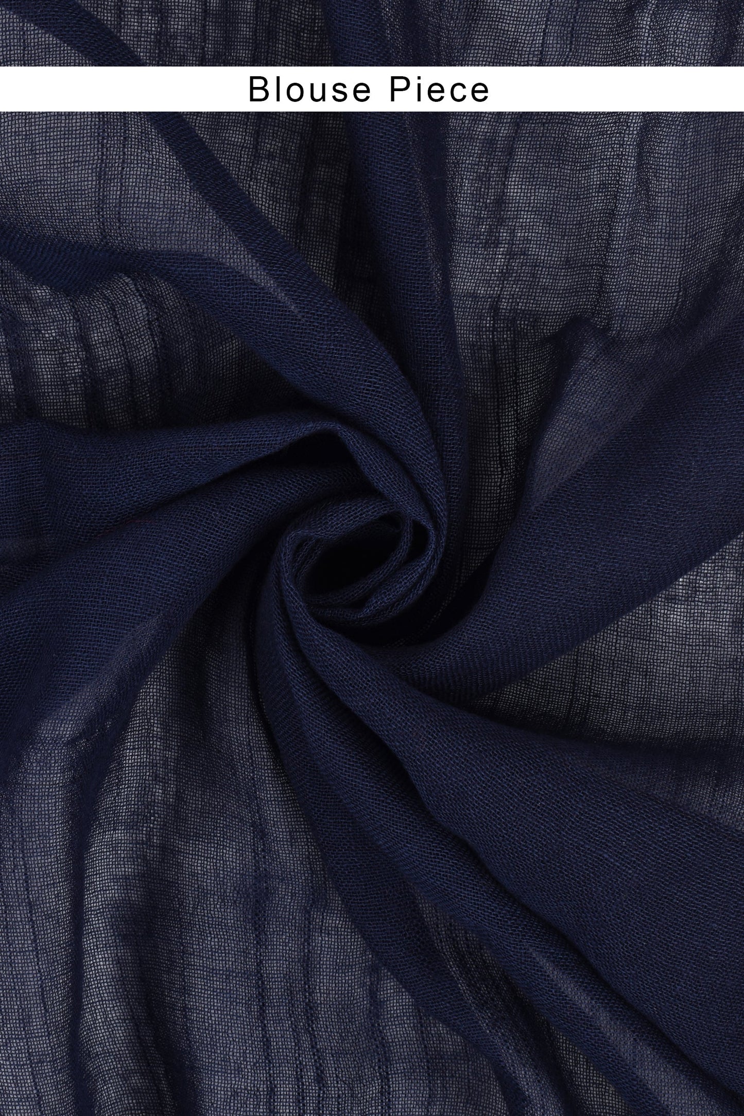 Teejh Meira Indigo Block Print Linen Saree With Blouse Piece