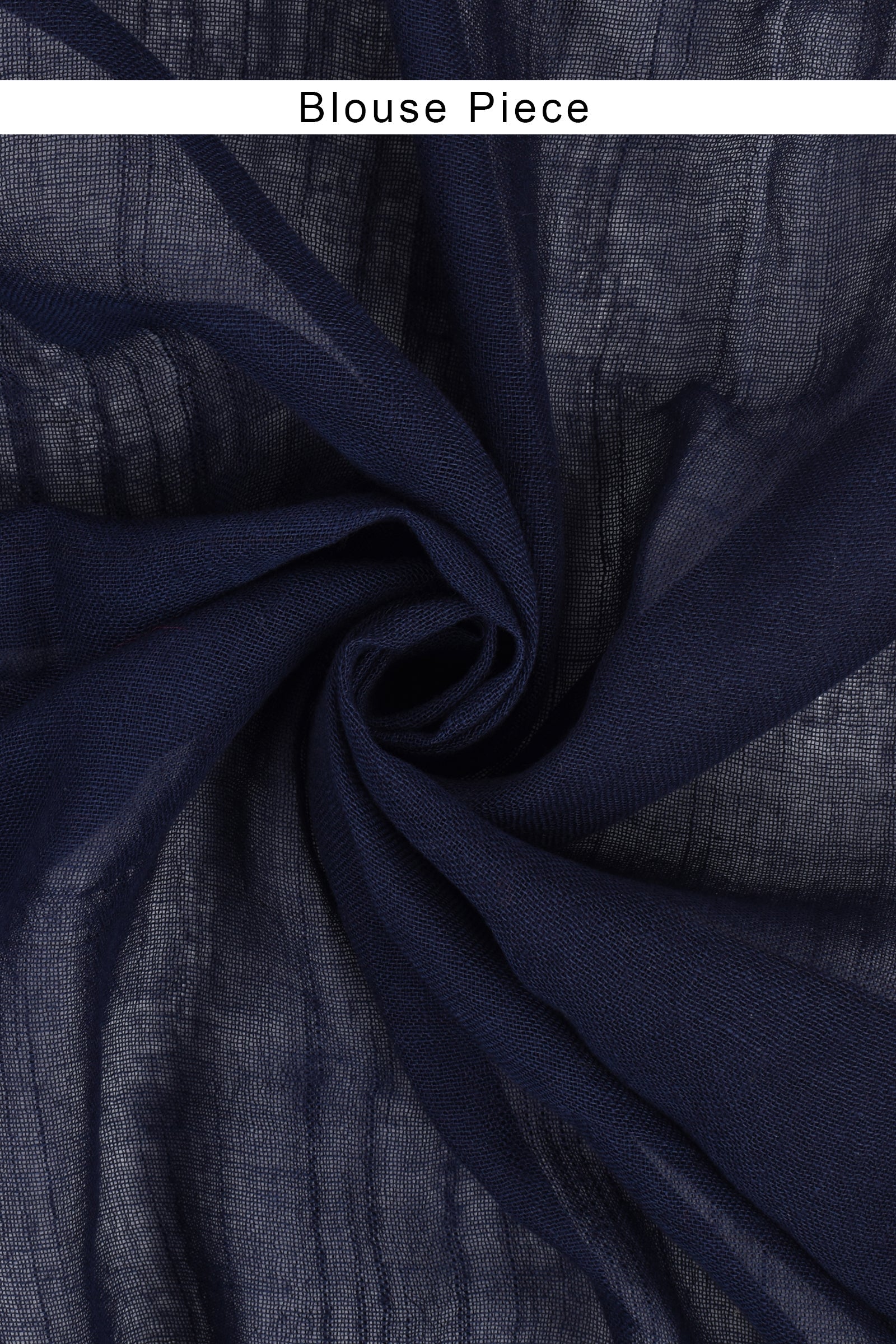 Teejh Meira Indigo Block Print Linen Saree With Blouse Piece