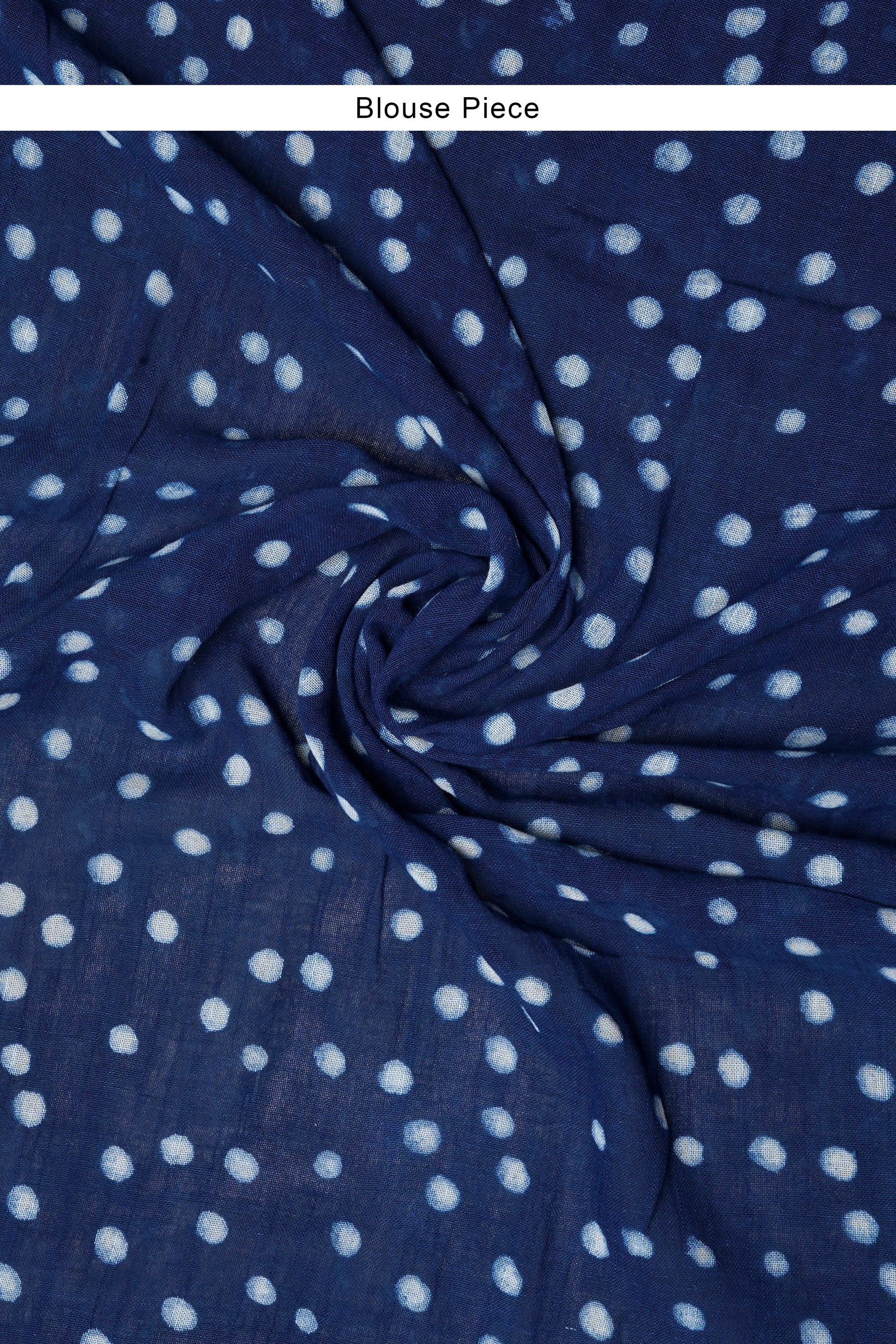Teejh Aprajitha Indigo Block Print Linen Cotton Saree With Blouse Piece