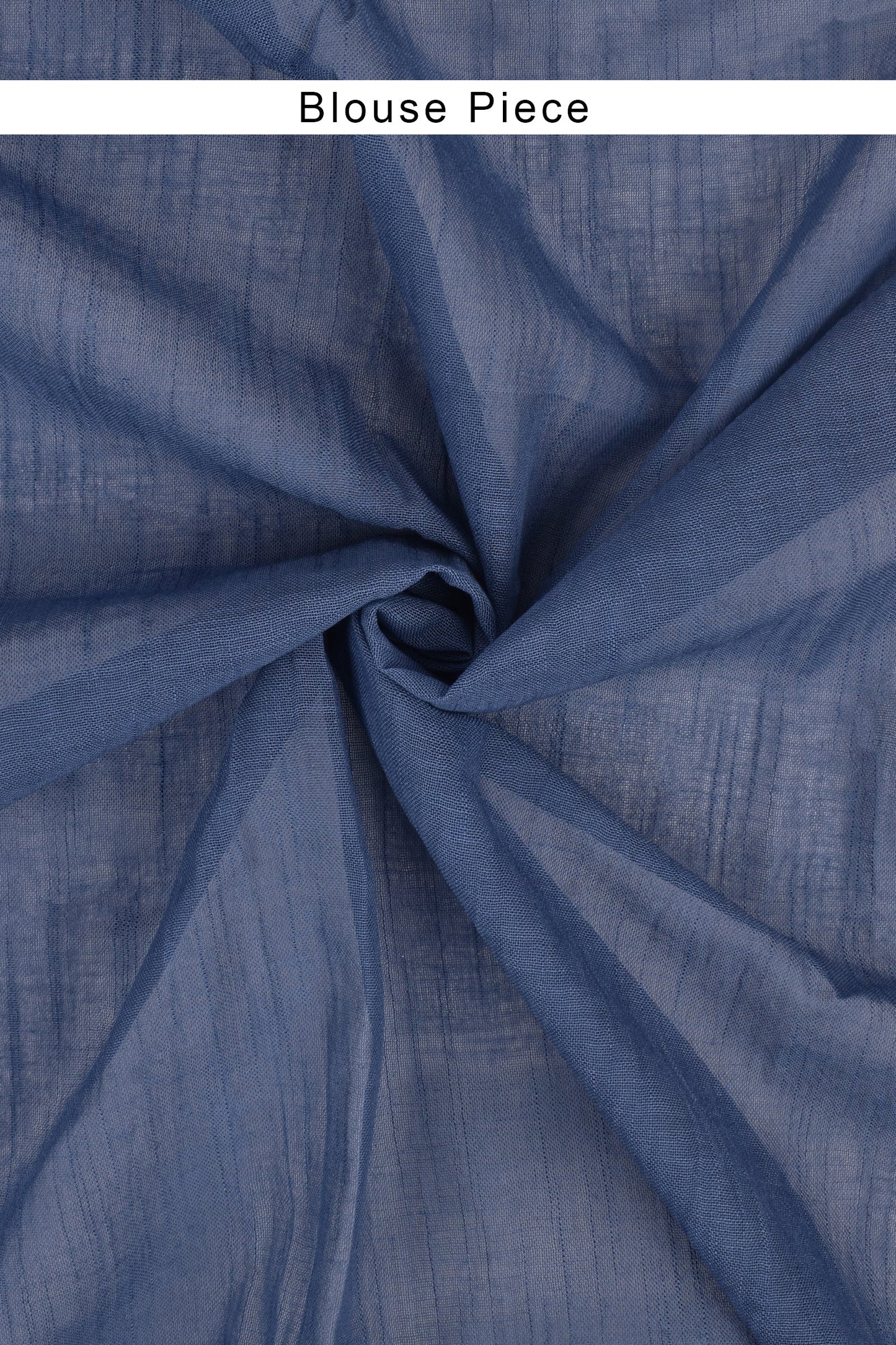 Teejh Aasmani Blue Block Print Linen Cotton Saree With Blouse Piece