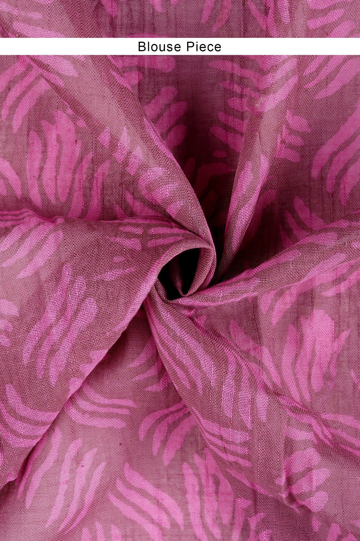 Teejh Tint of Tulip Block Print Linen Cotton Saree With Blouse Piece