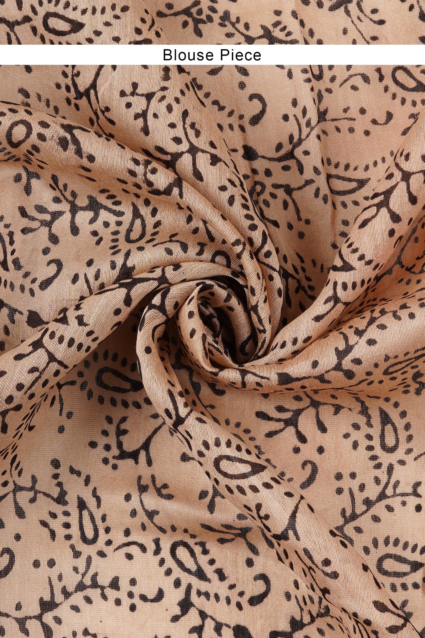 Teejh Spiced Beige Block Print Chanderi Cotton Saree With Blouse Piece