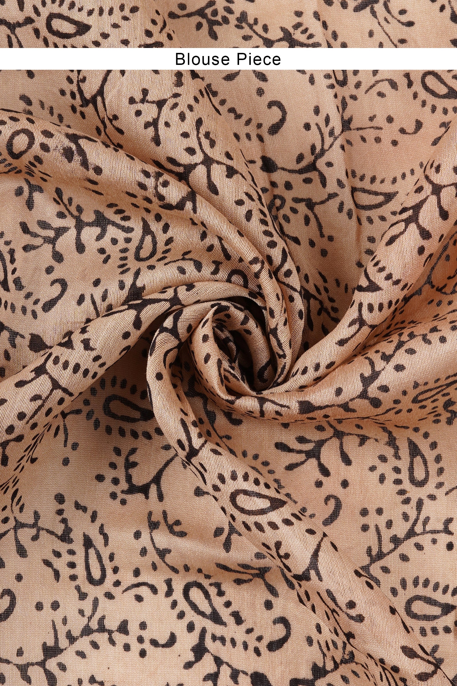 Teejh Spiced Beige Block Print Chanderi Cotton Saree With Blouse Piece