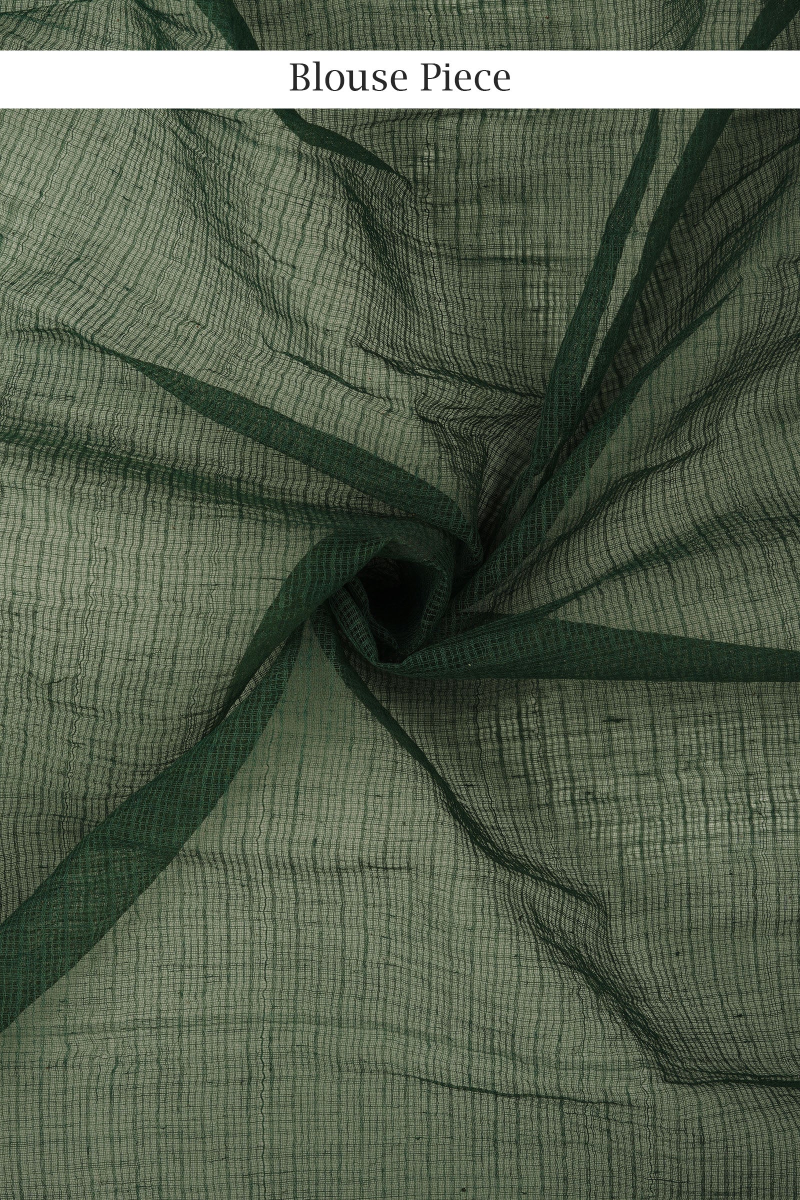 Teejh Green Haze Block Print Dark Green Kota Saree with Blouse Piece