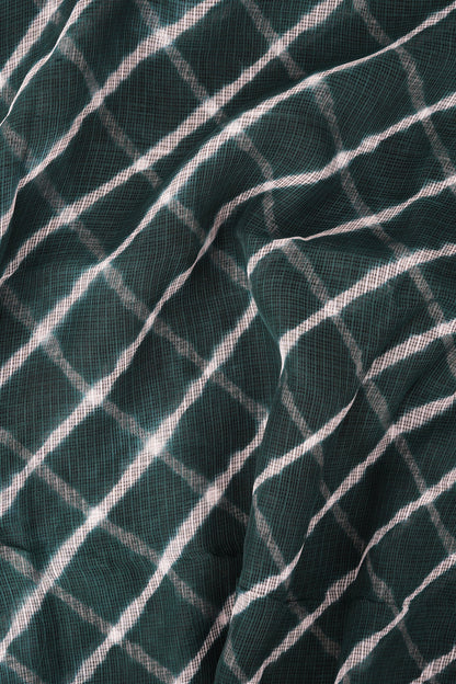 Teejh Aadia Dark Green Kota Leheriya Saree with Blouse Piece