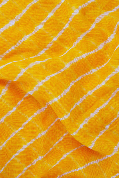 Teejh Eshika Yellow Kota Leheriya Saree with Blouse Piece
